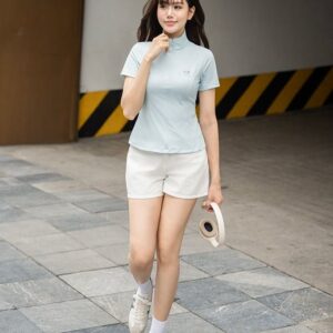 Áo polo ngắn tay nữ thể thao khóa cổ giọt lệ