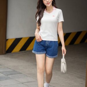 Quần short jean nữ ly bung