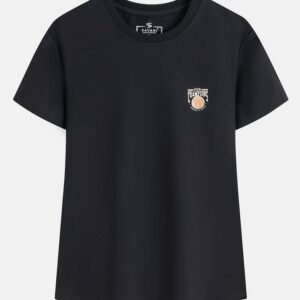 Áo thun ngắn tay nữ cổ tròn hình in trước ngực